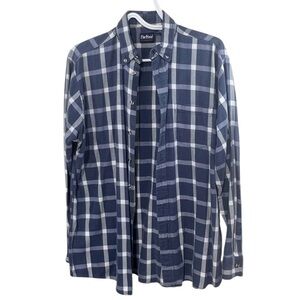 Vintage 90’s Par Four Golf Men's Large Blue Plaid Long Sleeve Button Front Shirt